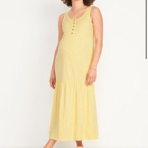 Maternity Sleeveless All-Day Tiered Maxi Dress In Morning Sun Size M